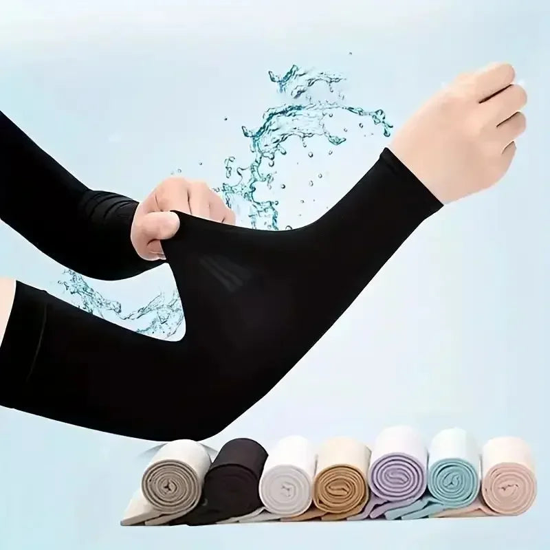 1 Pair Cooling Arm Covers for Men and Women Summer Sun Protection Sunshade Ice Silk Sleeves for Cycling Outdoor Sports Golf