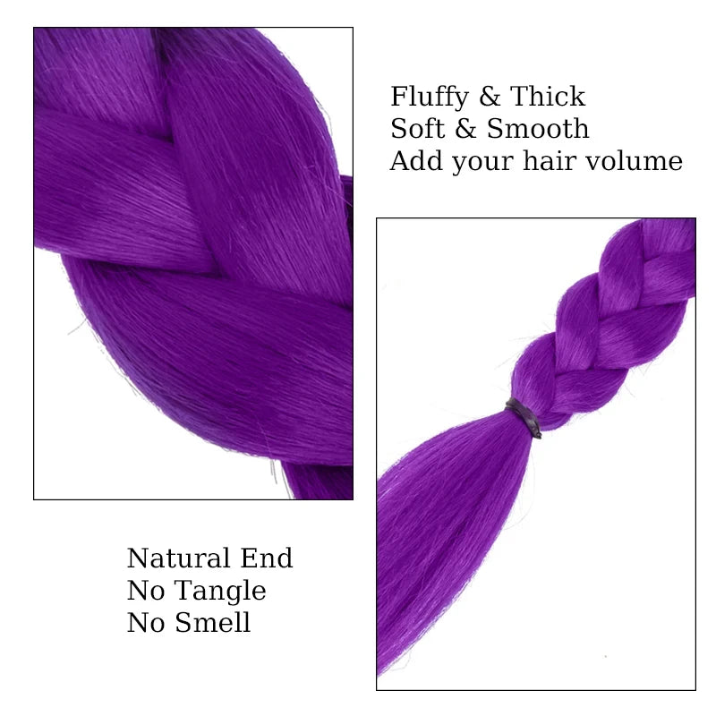 26-inch synthetic woven purple hair ponytail cosplay costume hairstyle for children girls Halloween Christmas
