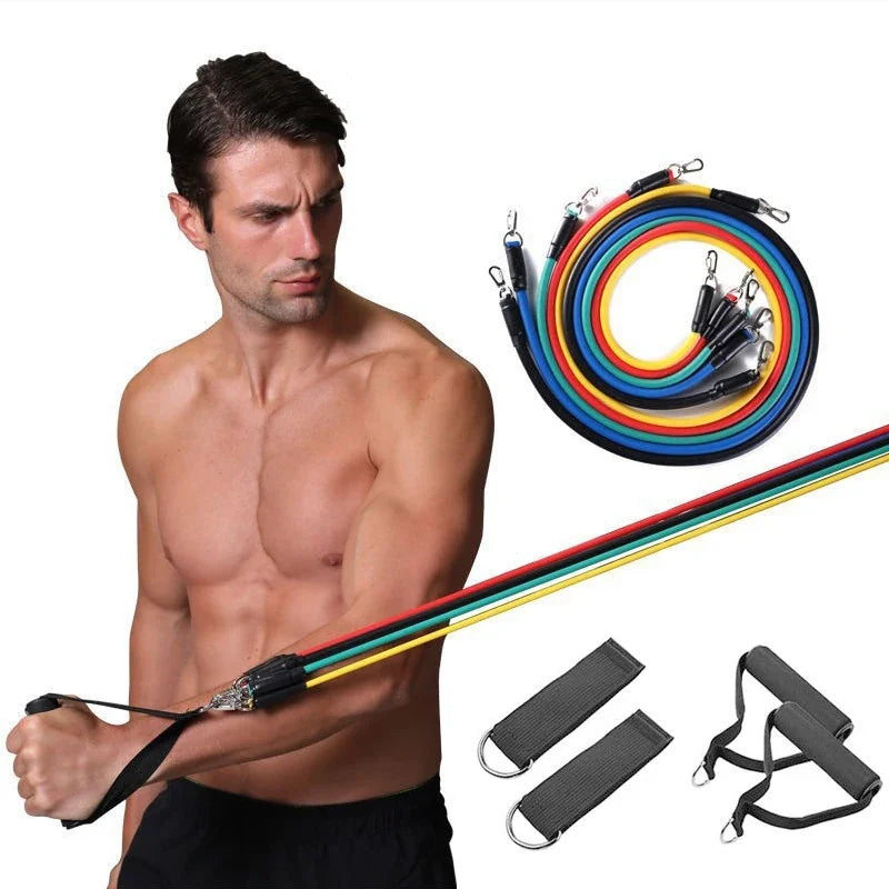 1/11pc TPE Resistance Band Set Fitness Band Pull Rope Elastic Training Band With Door Anchor Handles Carry Bag Legs Ankle Straps