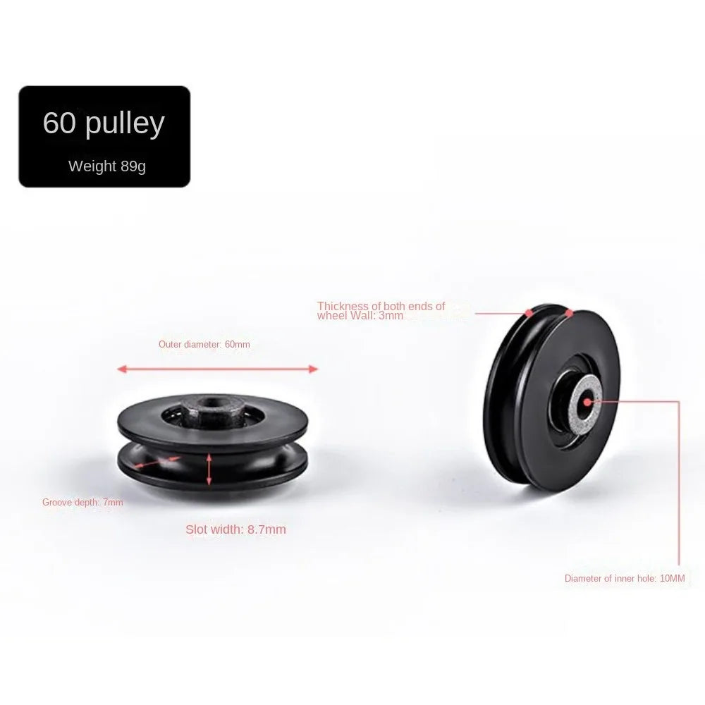 Fitness Equipment Parts Pulley Wheel Cable Machine Part Black Nylon Pulley Good Wear Resistance Light Weight Nylon Bearing