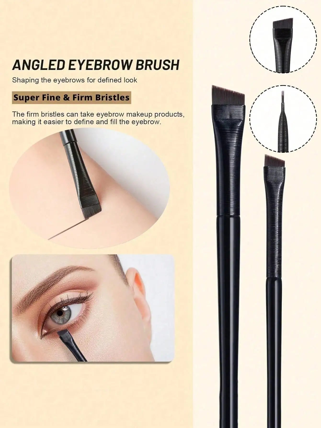 3pcs Makeup Brush Set, Including Angled Eyeliner Brush, Eyebrow Brush, And Ultra-Fine Eyeshadow Brush, Makeup Brush Set, Makeup Brush Kit, Makeup Brush Set, Full Makeup Brushes, Makeup Brush Set, Complete Makeup Tools, Makeup