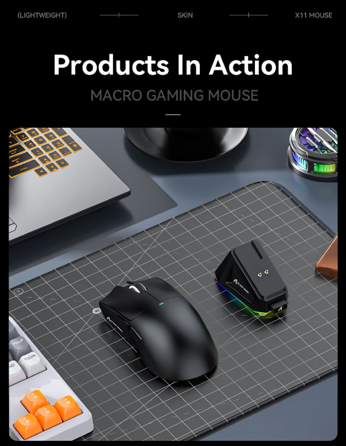 ATTACK SHARK X11 Wireless Gaming Mouse PAW3311 Sensor 22000DPI 3 Modes Wired 2.4G BT 280mAh Rechargeable Mouse