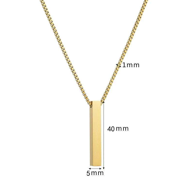 Custom Stainless Steel Personalized Engraved Bar Necklace For Women Gift  Name Pendant Jewelry Set