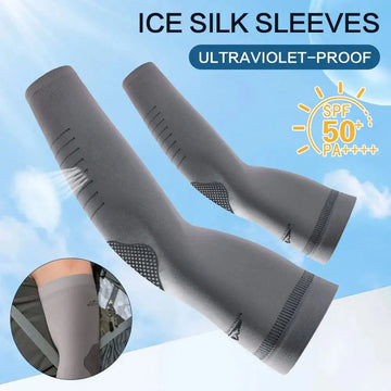 Ice Silk Sleeves Sun Protection Anti-UV Quick Dry Cycling Sleeves Breathable Cooling Sweat-absorb Elastic Hiking Sleeves