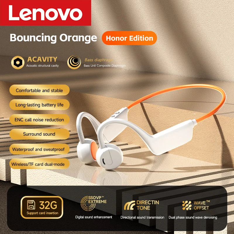 Lenovo Bone Conduction Headset Wireless Swimming Sports Headphone IPX8 Bluetooth 5.4 With Mic Waterproof Exercise Fitness 2026