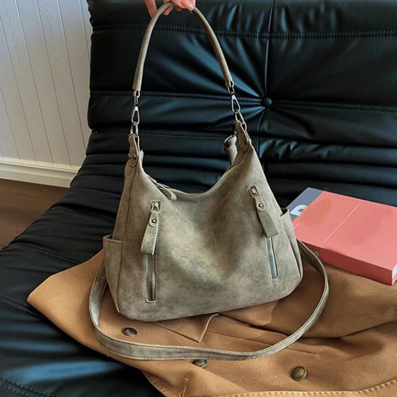 Women Crossbody Bag Luxury Designer Oblique Cross Single Shoulder bag Large Capacity Handbags Retro Matte PU Leather Hobos purse