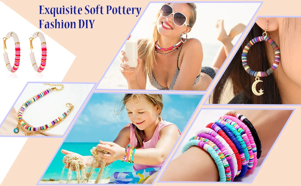 350pcs 6mm Flat Round Polymer Clay Beads Loose Spacer Beads for Jewelry Making DIY Needlework Bracelet Necklace Earrings