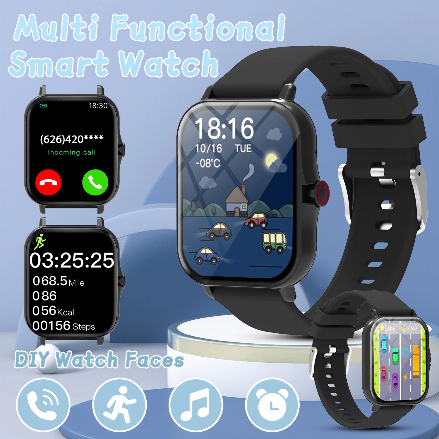 2026 New Smartwatch 1.83"Screen Bluetooth Call Voice Assistant Music Control Fitness Tracker for Android/IOS Phone Children Gift