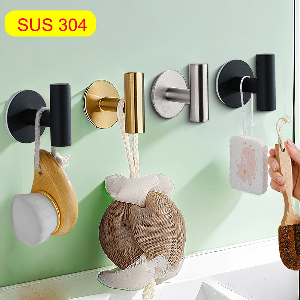 Crochet Mural Adhésif en Acier Inoxydable, Autocollant pour Robe, Cintres, Accessoires de Rangement de Cuisine, 1/2 Pièces
