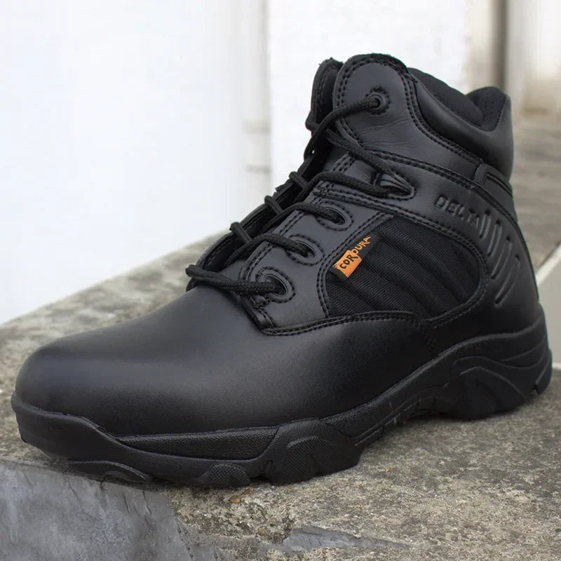 Winter Men Tactical Boots Waterproof Genuine Leather Lace Up Black Desert Combat Ankle Boots Men's Work Shoes