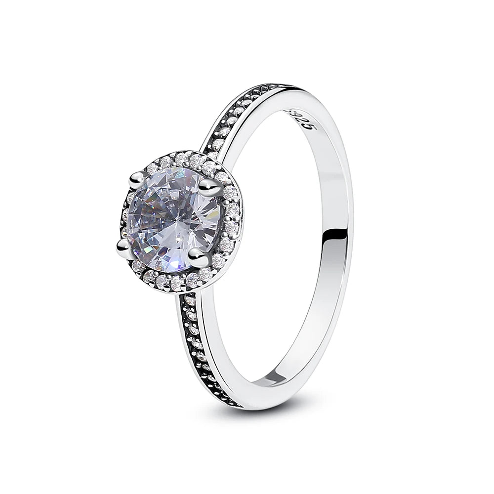 925 Sterling Silver Rings For Women Original Crown Love Heart Wishbone Engagement Wedding Rose Gold Crystal Ring Luxury Jewelry