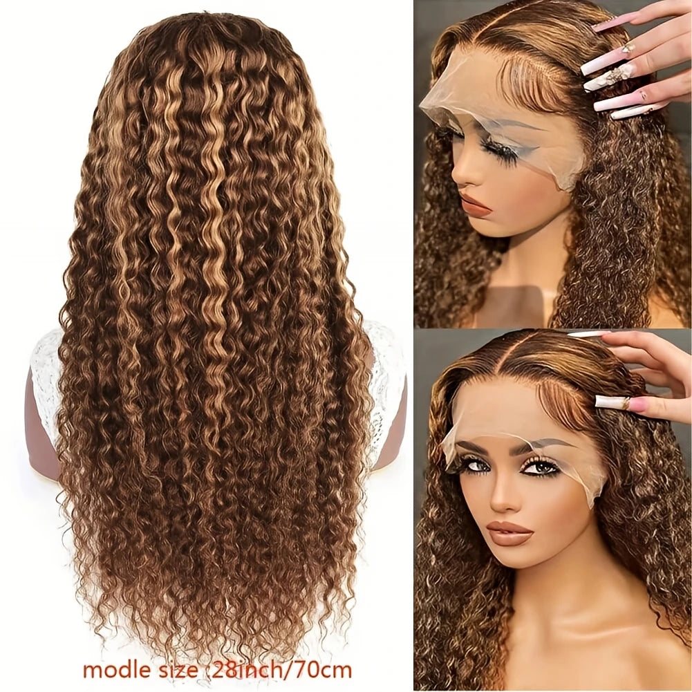 30 Inches Highlight Ombre Lace Front Wig Brazilian Honey Blonde Human Hair 13x4 Hd 4/27 Deep Wave 13x6 Lace Frontal Wigs 4x4 Wig