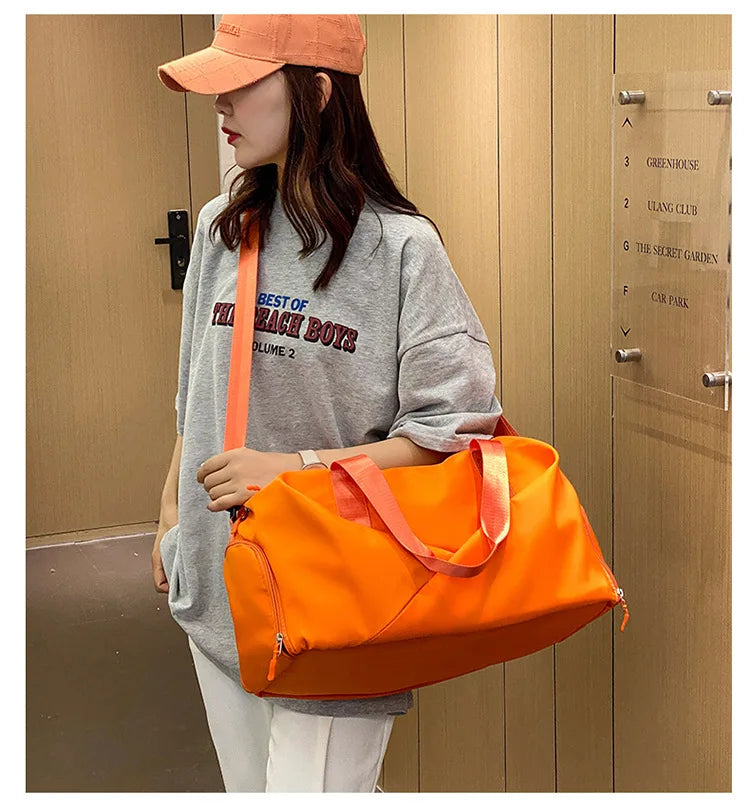 Large Capacity Fitness Bag Women's Handheld Oxford Cloth Yoga Sports Bag Fashionable Luggage Bag Wet And Dry Separation Can P...