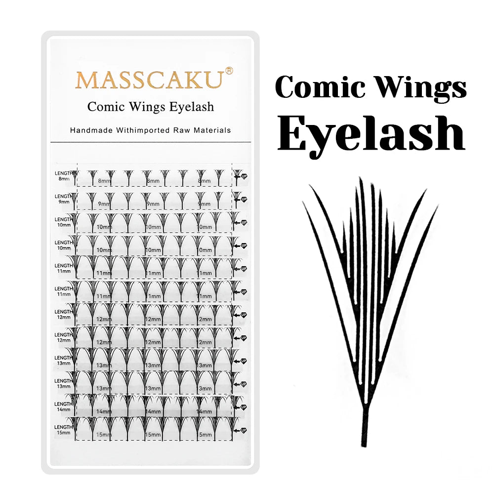 MASSCAKU Fox Comic Spire Lash Extensions C D Curl 8-15mm Mix Natural Manga Style Eyelash Professional Premade Fans Eyelashes
