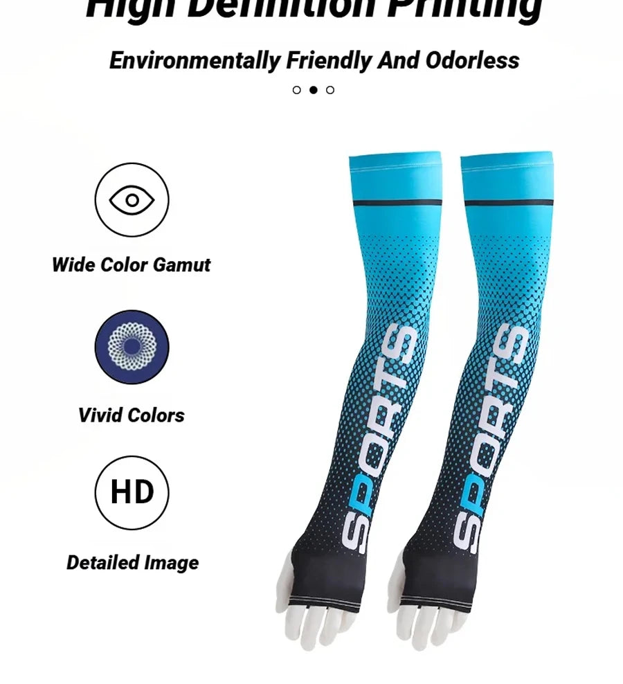 Summer Fashio Sunscreen Ice Silk Sleeve UV Sun Protection Cooling Anti-Slip Arm Sleeves Men Women Outdoor Sport Cycling