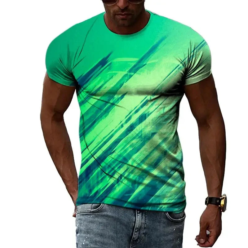 Fashion Men's T-shirt Multidimensional Graphic Tee For Men Casual 3D Print Harajuku Personality Round Neck Short Sleeve Top