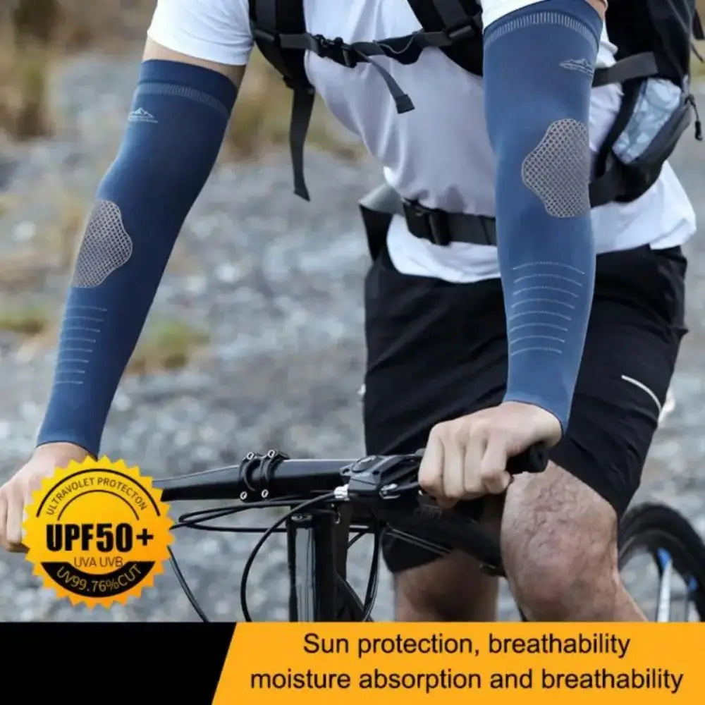 Ice Silk Sleeves Sun Protection Anti-UV Quick Dry Cycling Sleeves Breathable Cooling Sweat-absorb Elastic Hiking Sleeves