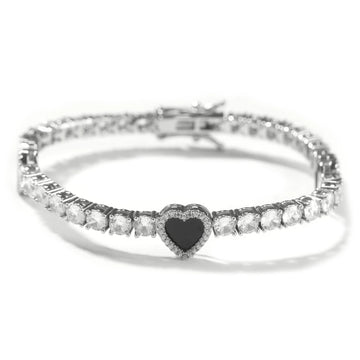 UWIN Custom Heart/Butterfly/Star Tennis Bracelet for Women Iced Out 4MM Tennis Necklace with Black/Green/Pink/Red Oiled Jewelry