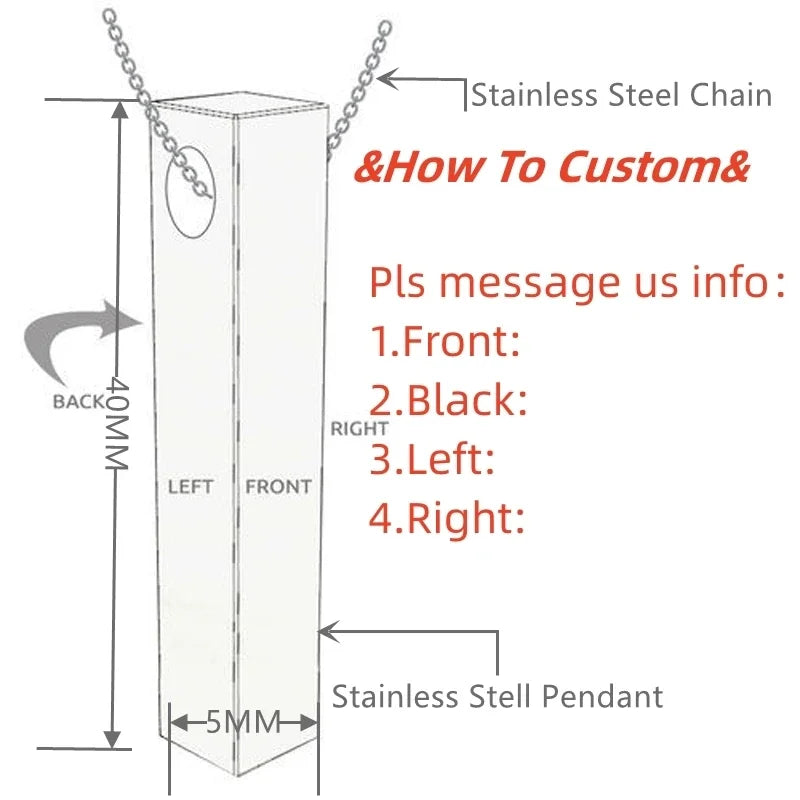 Custom Stainless Steel Personalized Engraved Bar Necklace For Women Gift  Name Pendant Jewelry Set