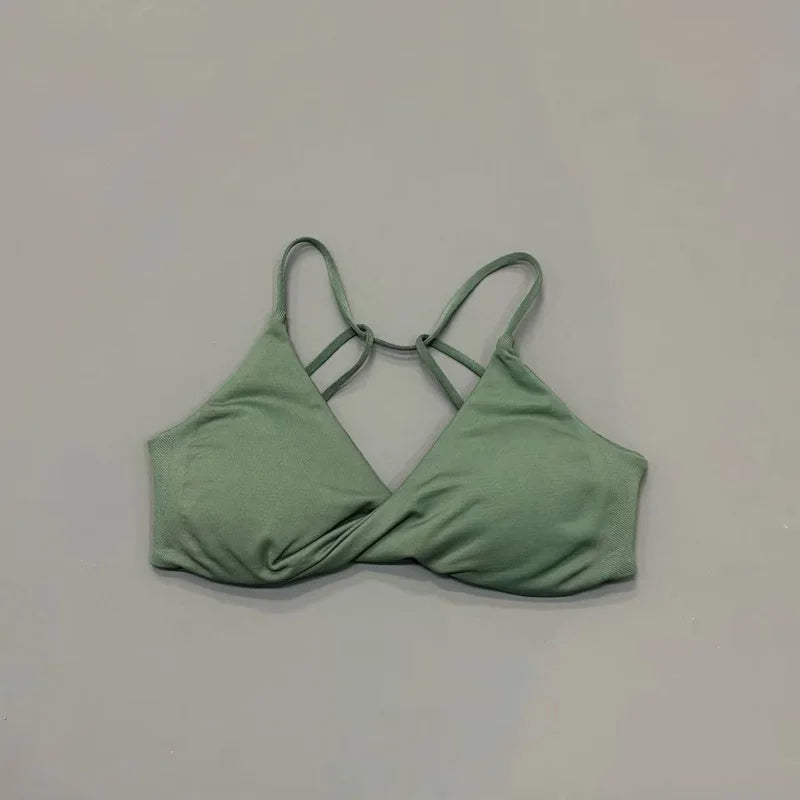 HISTELLO Vision Twist Front Backless Sports Bra Women High Support Breathable Soft Gym Workout Running Jogging Fitness Bra