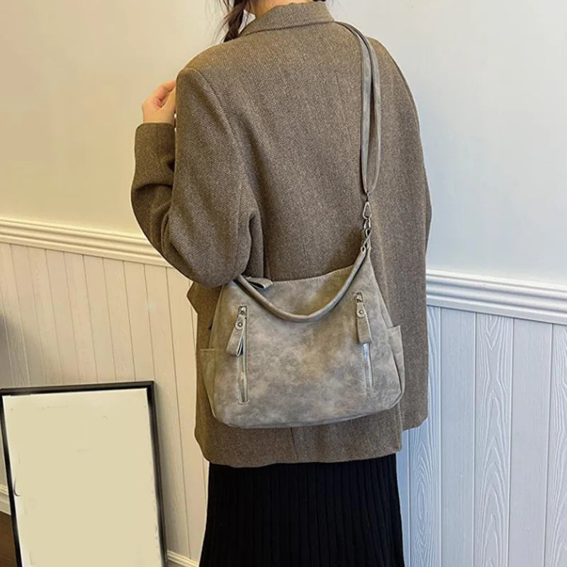 Women Crossbody Bag Luxury Designer Oblique Cross Single Shoulder bag Large Capacity Handbags Retro Matte PU Leather Hobos purse