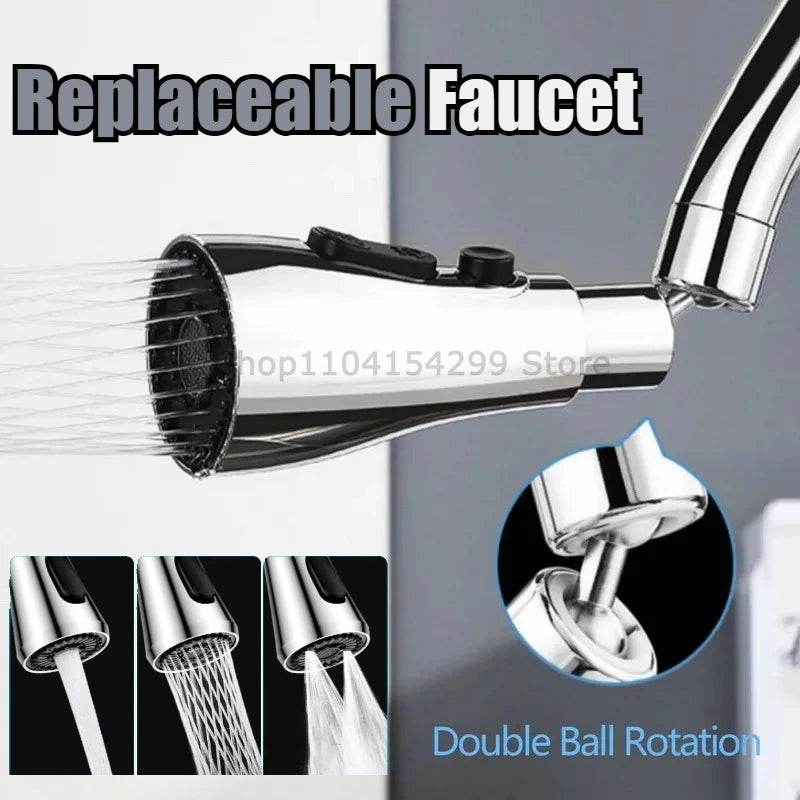 Universal 360° Rotation Kitchen Faucet Extender 3 In1 ABS Durable Water Saving Shower Spray Head Bathroom Basin Tap Replacement