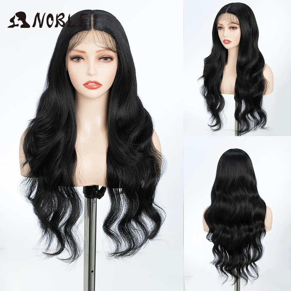 Noble Synthetic Lace Front Wig  28 Inch Highlight Honey Brown Body Wave Wig Cosplay Wigs For Women Lace Wig Lace Wig Synthetic