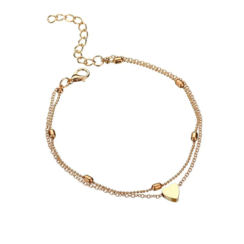 Modyle New Fashion Simple Heart Female Anklets Foot Jewelry Leg New Anklets On Foot Ankle Bracelets For Women Leg Chain Gifts