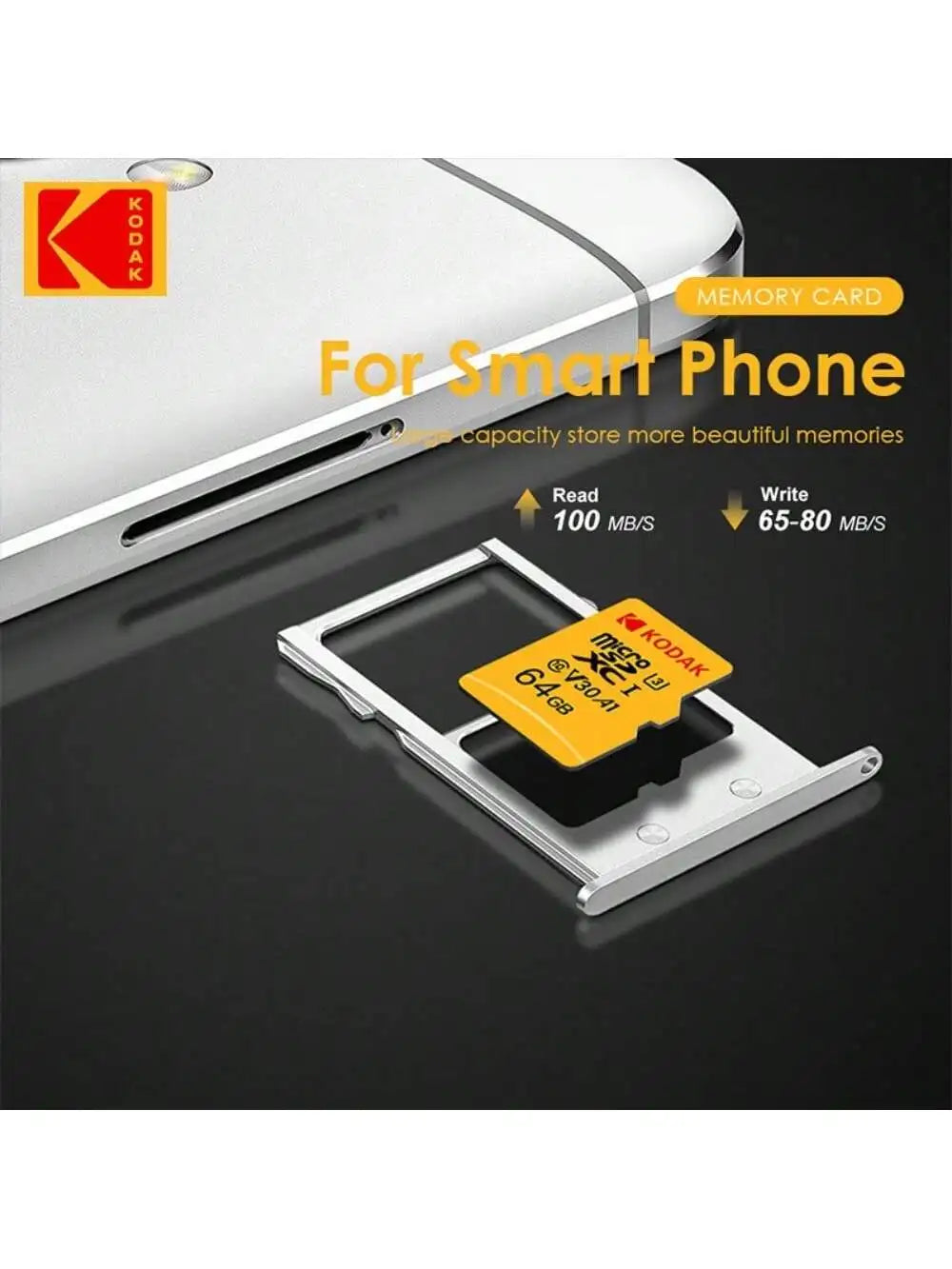 Kodak  Micro SD32GB-256GB Memory Card - High Speed Class 10 U3 UHS-I for Smartphones, Digital Cameras, Tablets and Drones