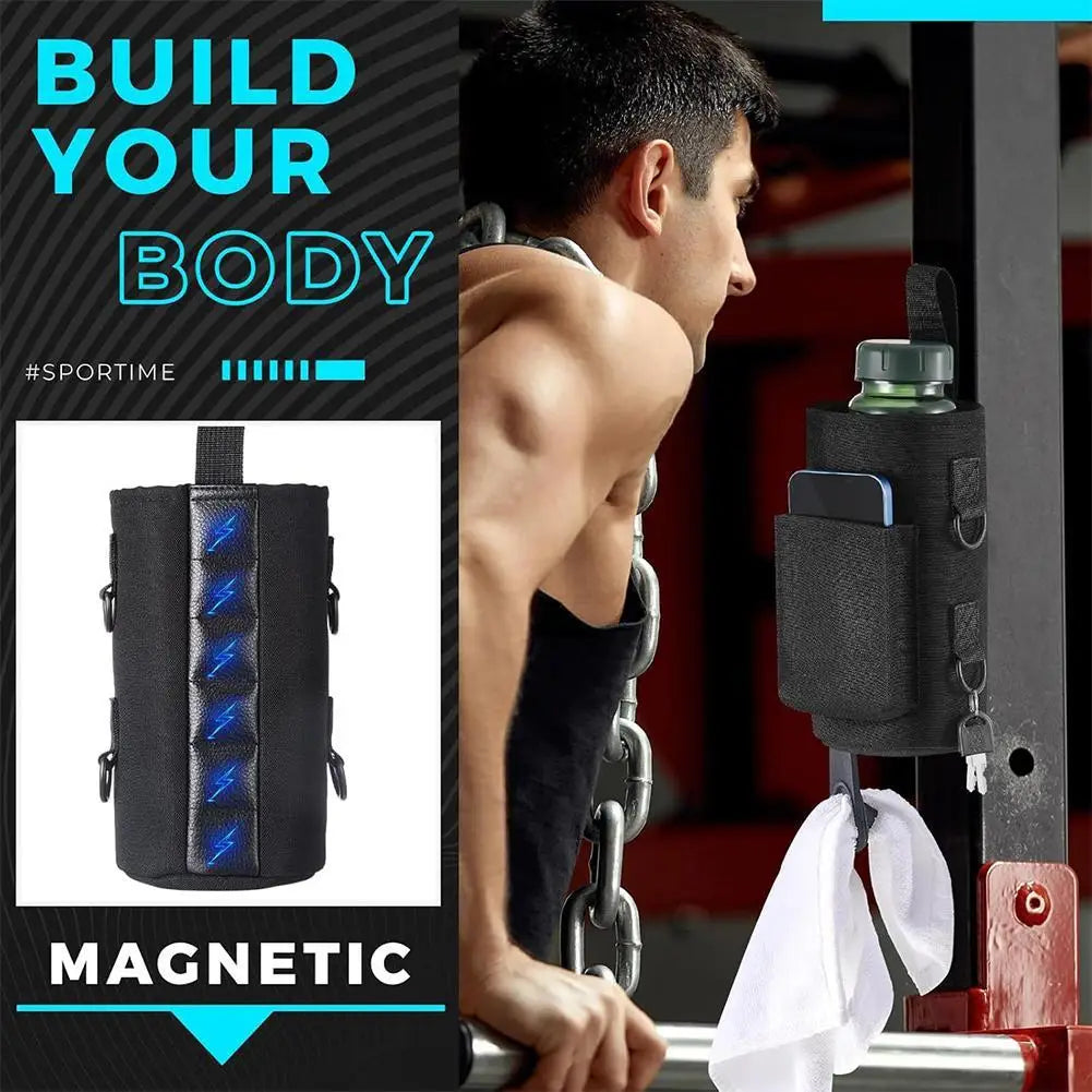 Magnetic Sling Bottle Bag with Shoulder Strap Water Bottle Holder Phone Holder for Men Women Workout Fitness Travel Outdoor