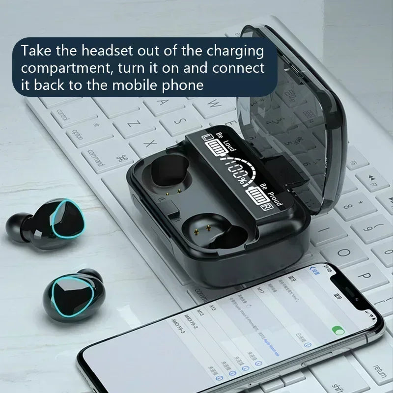 Bluetooth Earphones Handfree LED Dispay Headphones Bluetooth HiFi Stereo Music Wireless Earbuds Waterproof Gaming Headset