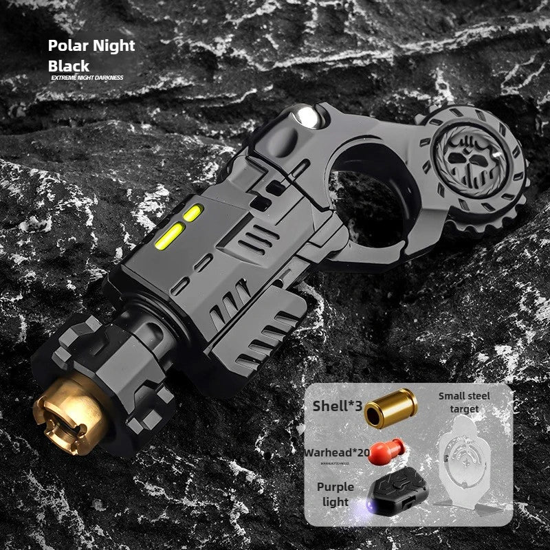 Alloy Launcher Shell-Ejecting Toy Gun Set Portable Stress Relief Sensory Fidget Toy Finger Spinning Top Desk Gadget Boys Gift