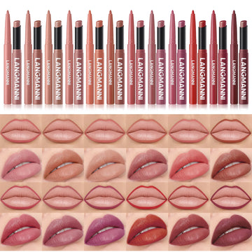 2Pcs/set Matte Soft Mist Slanted Mouth Lipstick + Lip Liner Set Combo Light Matte and Non-Drying Waterproof Non-Stick Lip Set