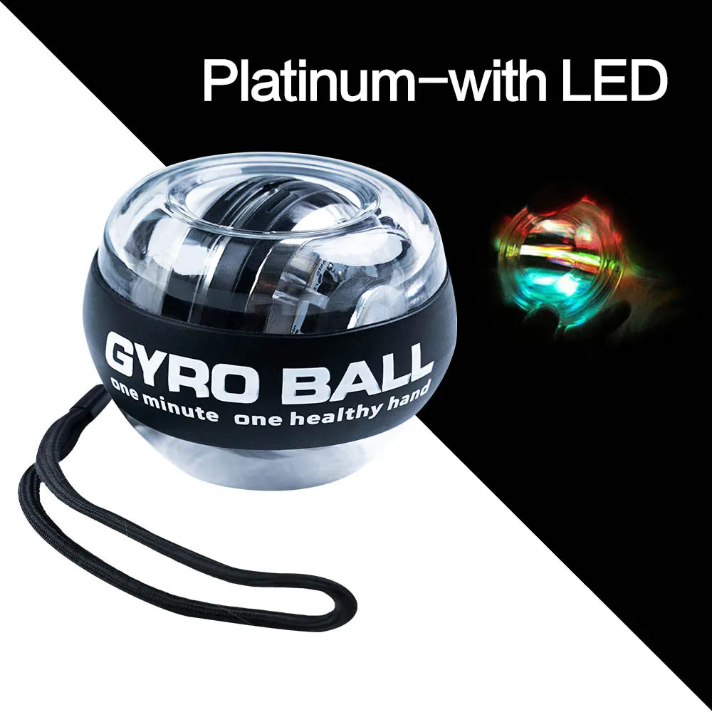 Self-Starting LED Gyro Ball Wrist Power Trainer Grip Strengthener Fitness Gyroscopic Ball for Arm Muscle Exercise Stress Relief