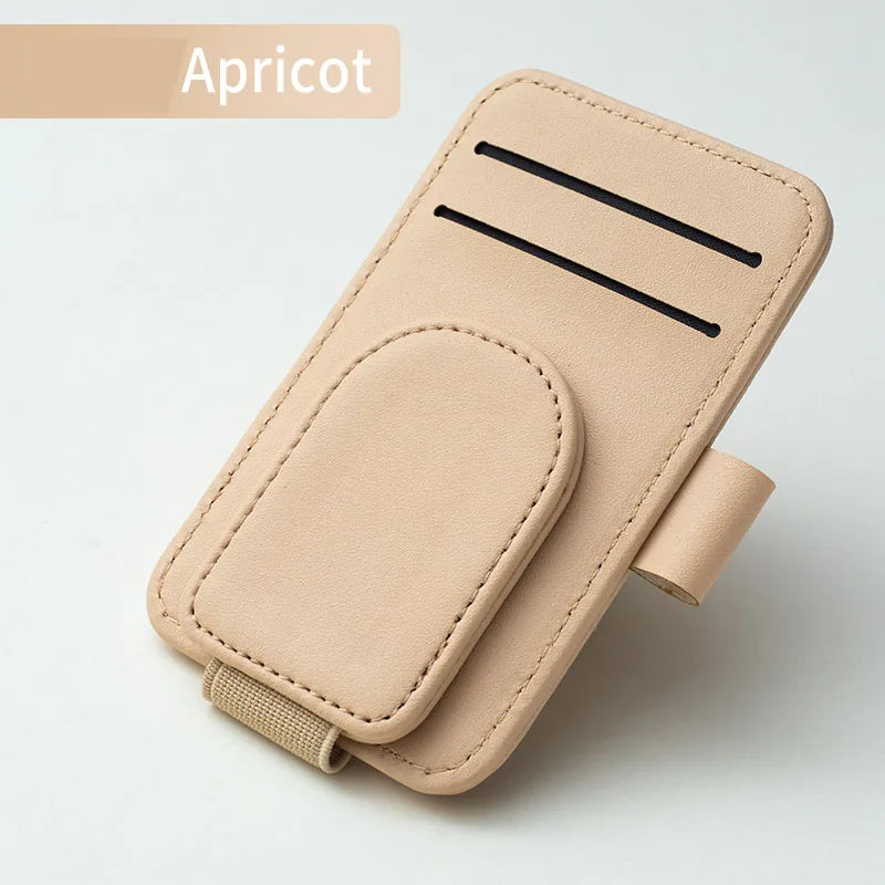 JFBONIN Leather Car Glasses Clip Multifunctional Sunshade Storage for Interior Car Sunglasses Organizer Creative