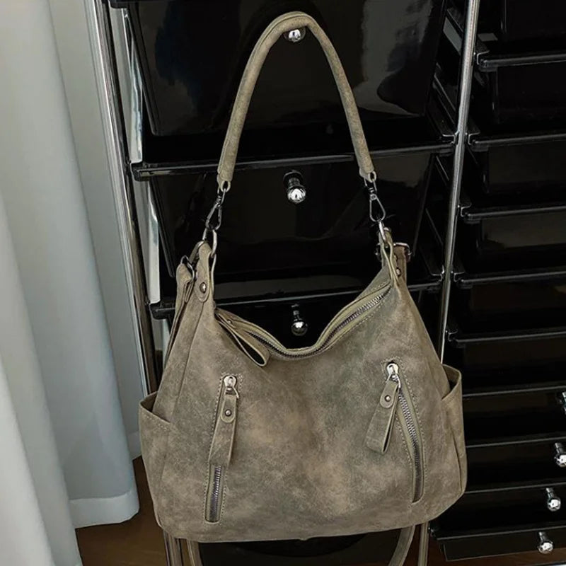 Women Crossbody Bag Luxury Designer Oblique Cross Single Shoulder bag Large Capacity Handbags Retro Matte PU Leather Hobos purse
