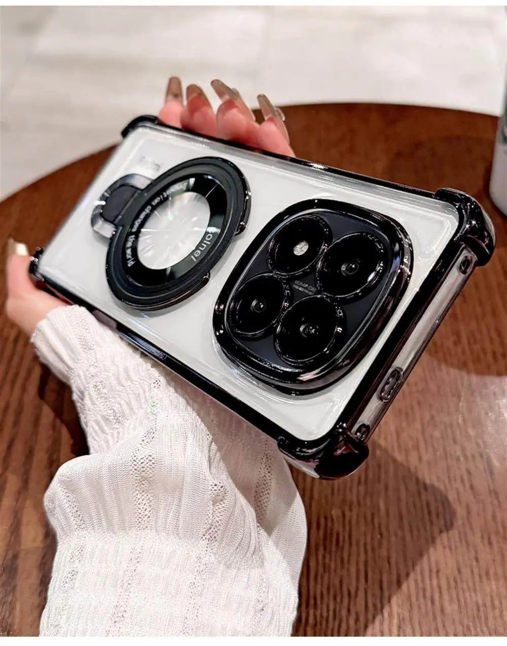 For Redmi Note 15 Pro and Note 15 Pro Plus Case Magnetic Holder Plating Airbag Transparent Camera Protection Shockproof Cover