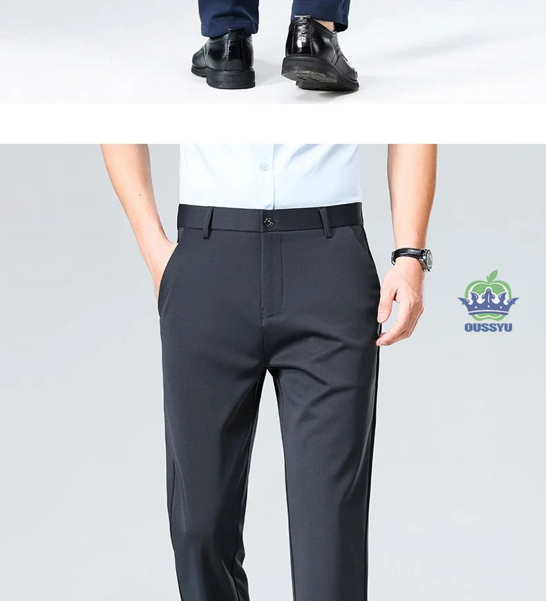 Brand Clothing Summer Thin Men's Stretch Suit Pants Business Slim Straight Work Office Black Formal Trousers Men Plus Size 40
