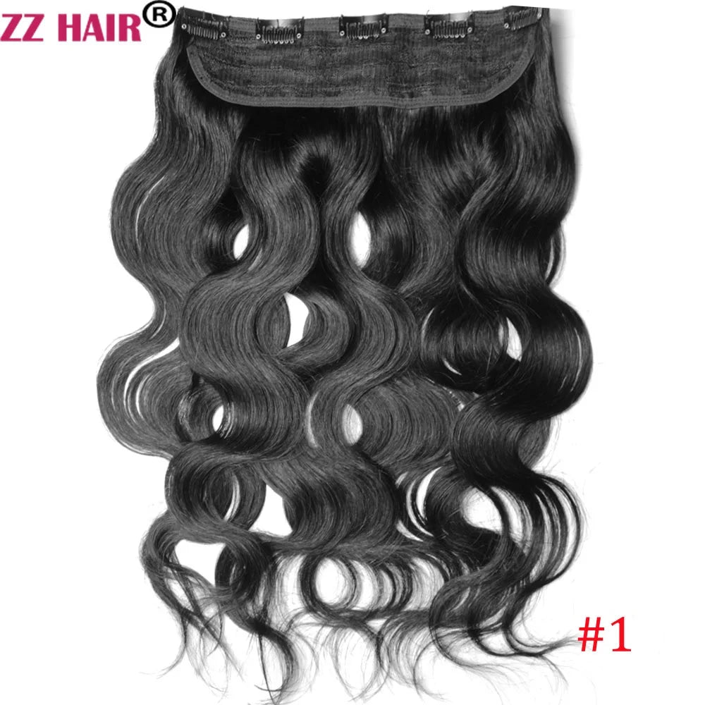 ZZHAIR Clips In 100% Brazilian Human Remy Hair Extensions 16"-28" Hair One Piece Set 5 Clip-in 100g-200g Natural Body Wavy