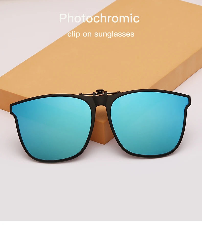 Clip On Sunglasses Men Photochromic Car Driver Goggles Night Vision Glasses Anti Glare Vintage Square Glasses