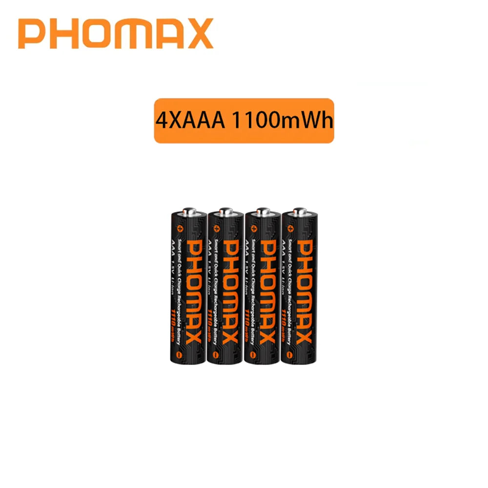 PHOMAX New Fast Charger&Rechargeable Battery,1.5V AA 4200mWh & AAA 1110mWh Lithium Battery  For  Remote Control Mouse SmartDoor