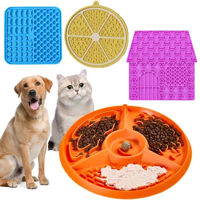 Pet Cat Dog Slow Food Bowl Fat Help Healthy Round Anti-choking Thickened And Non-slip Multiple Colors Shapes