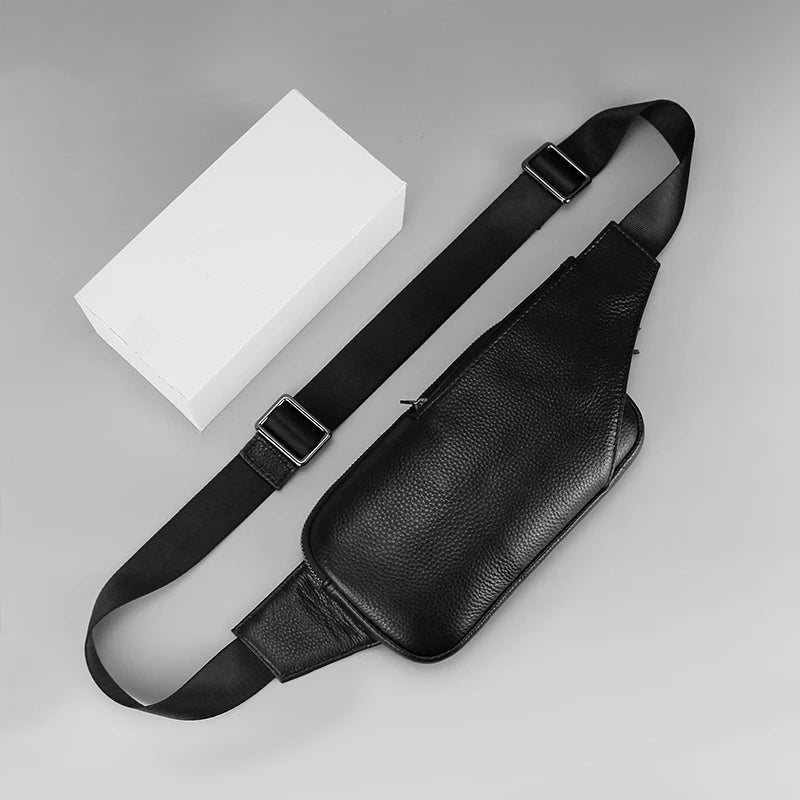 Small Leather Sling Crossbody Chest Bag Lightweight Daypack Slim Anti-Theft Cross Body Bag Over Shoulder Backpack Pack Man Woman