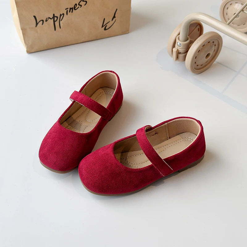 Spring Girl's Casual Shoes Round Toe Hook-loop Shallow Chic Kid's Flat Shoe Solid Colors Anti-slip Daily All-match Children Shoe
