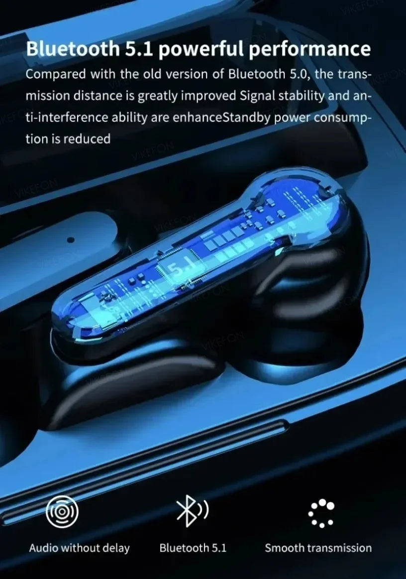 New M19 TWS Bluetooth Headphones 9D High Fidelity Wireless Headphones Touch IPX7 Waterproof Digital Display Headphones