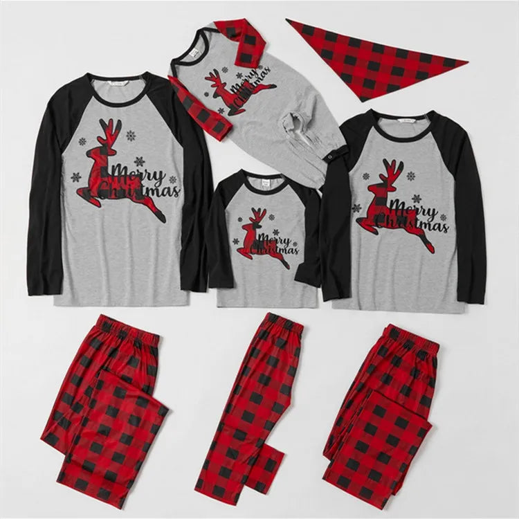 Mom Dad Kids Christmas Print Pajamas Set 2 Piece Pyjama Xmas Family Look Sleepwear Xmas Family Matching Outfits Pjs Loungewear