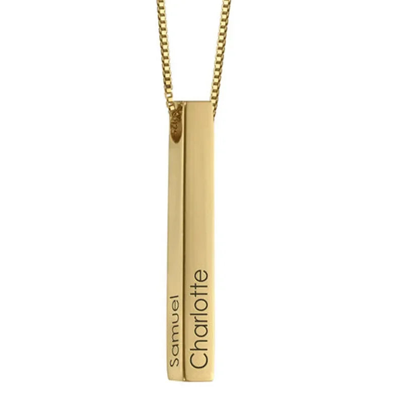 Custom Stainless Steel Personalized Engraved Bar Necklace For Women Gift  Name Pendant Jewelry Set