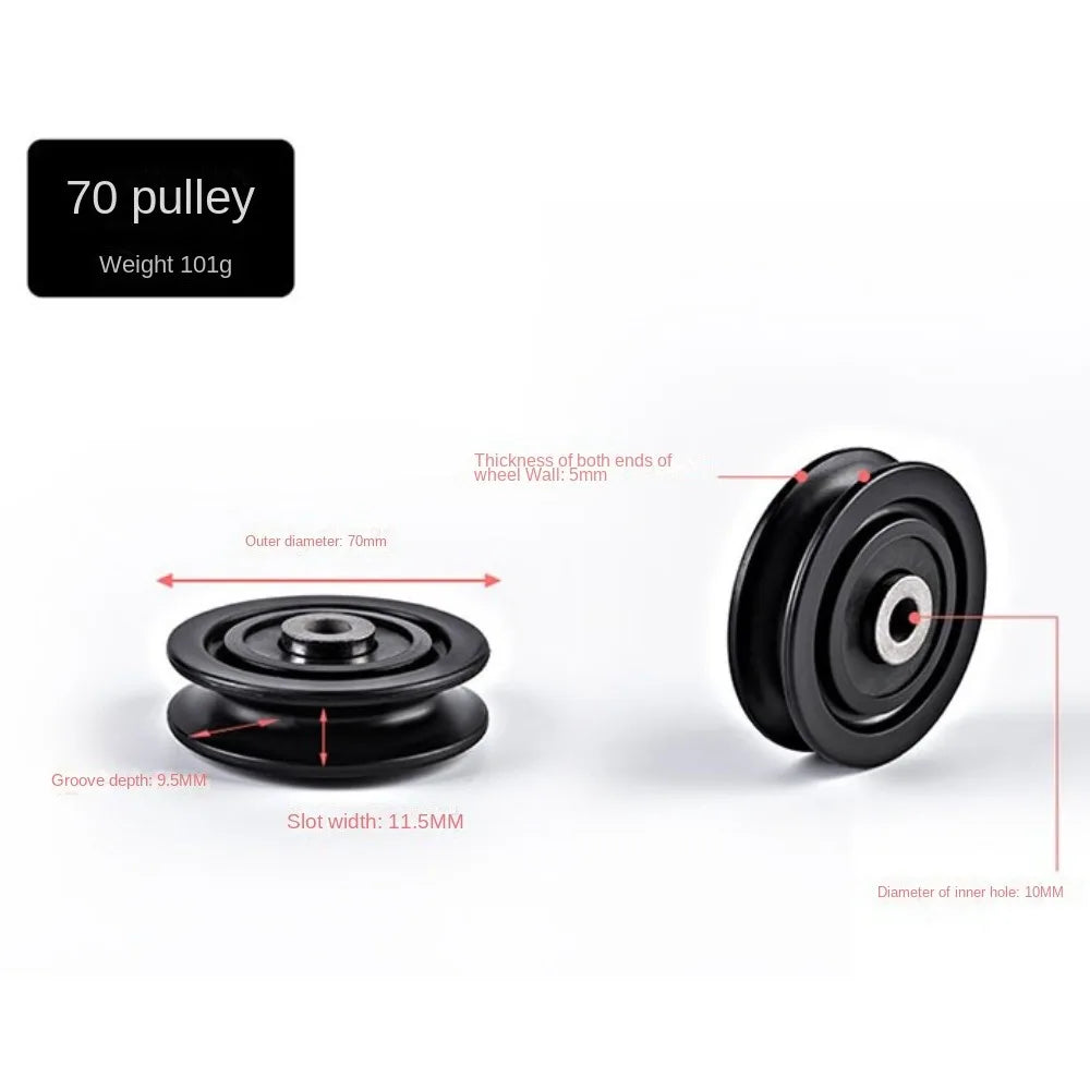 Fitness Equipment Parts Pulley Wheel Cable Machine Part Black Nylon Pulley Good Wear Resistance Light Weight Nylon Bearing