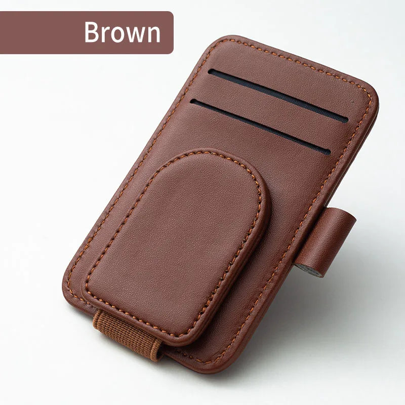 JFBONIN Leather Car Glasses Clip Multifunctional Sunshade Storage for Interior Car Sunglasses Organizer Creative