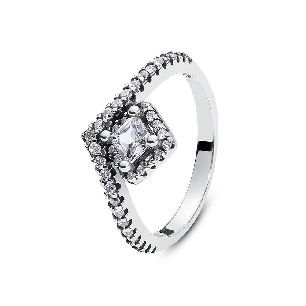 925 Sterling Silver Rings For Women Original Crown Love Heart Wishbone Engagement Wedding Rose Gold Crystal Ring Luxury Jewelry